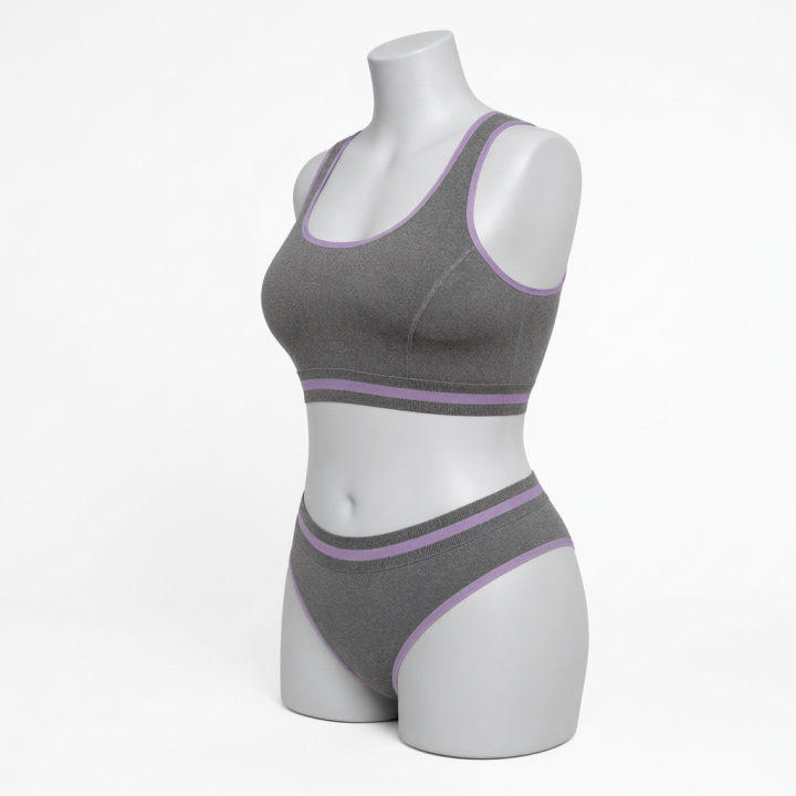Conjunto plus size deportivo con tanga Jessica - Lavanda Suave