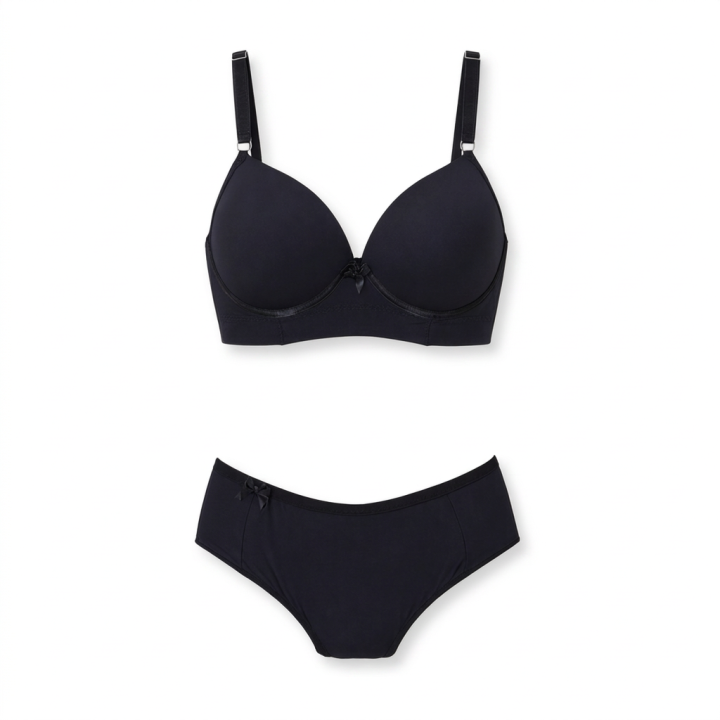 Conjunto plus size de microfibra Valeria - Negro