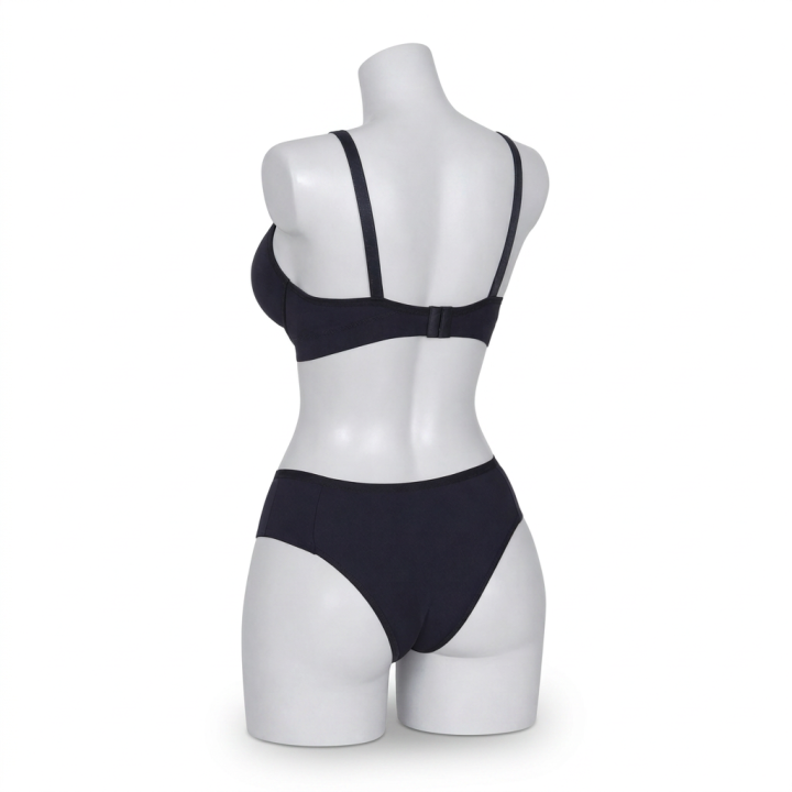 Conjunto plus size de microfibra Valeria - Negro