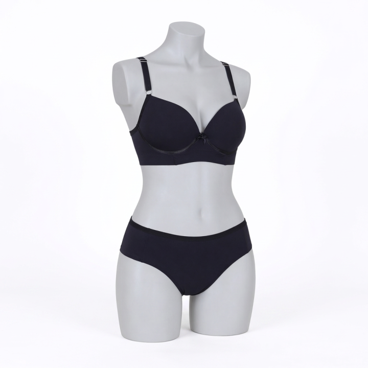 Conjunto plus size de microfibra Valeria - Negro