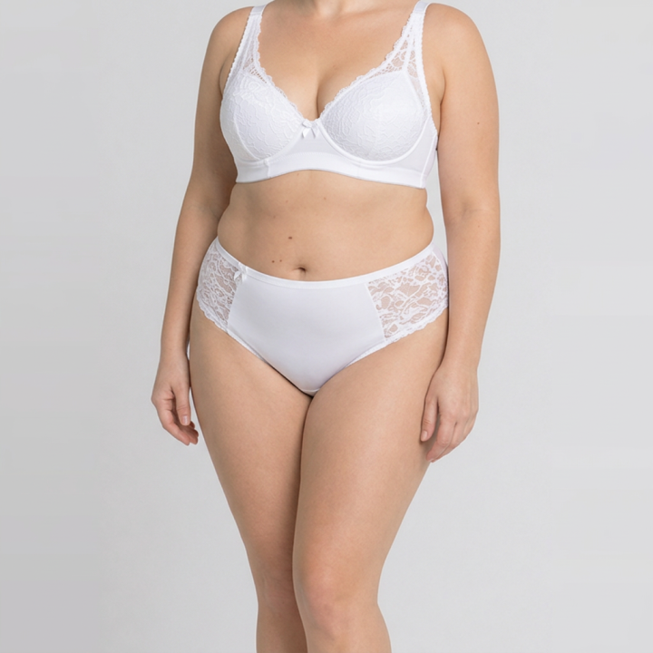 Conjunto plus size con sujetador y hot pant Galatea - Blanco