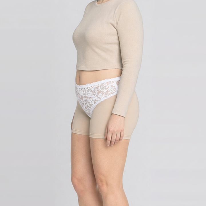 Conjunto plus size con espalda cruzada y encaje  Isadora - Blanco