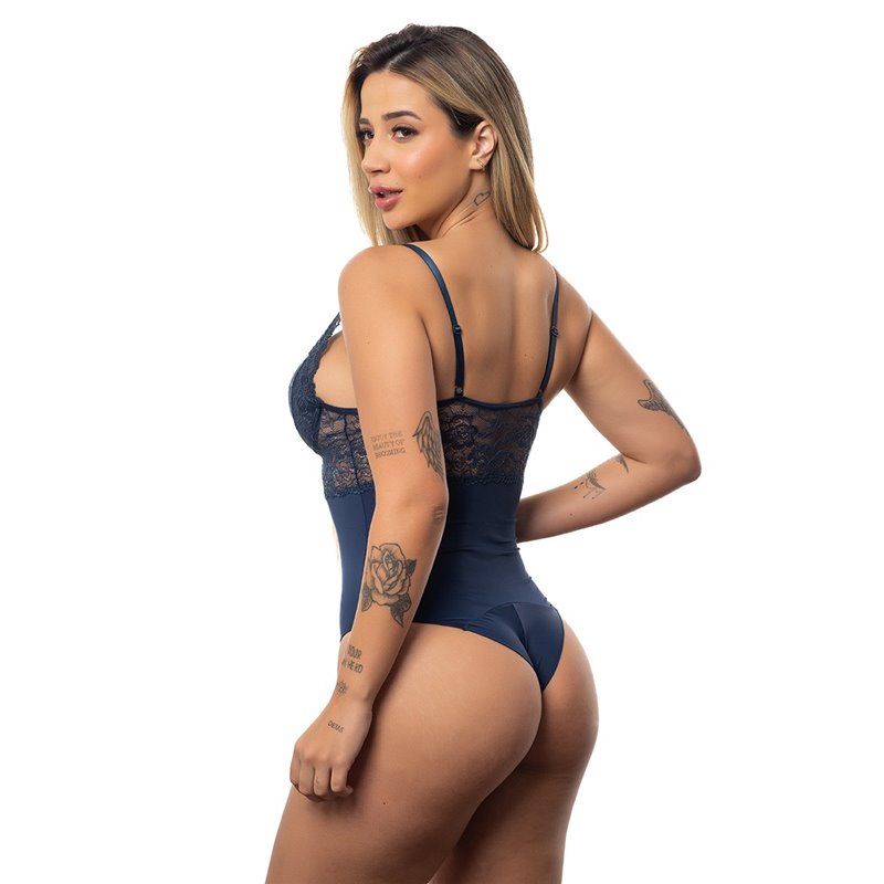 Body de encaixe e microfibra - Mariana