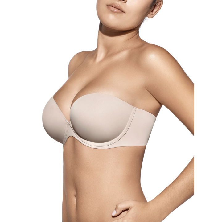 Sujetador sin tirantes con aros y con relleno