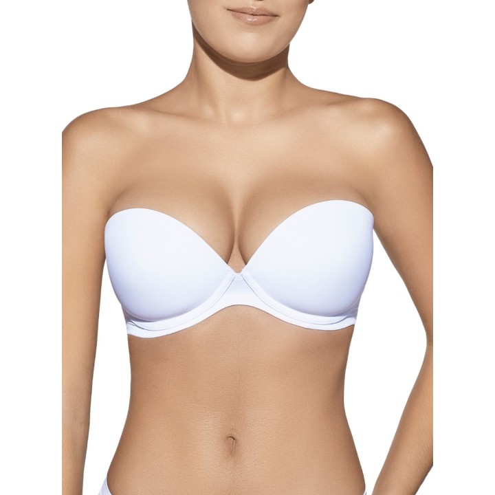 Sujetador sin tirantes con aros y con relleno