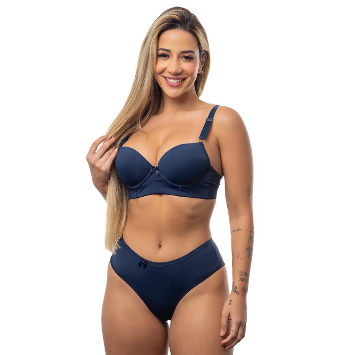 Conjunto de sujetador con base reforzada y tanga de cintura alta