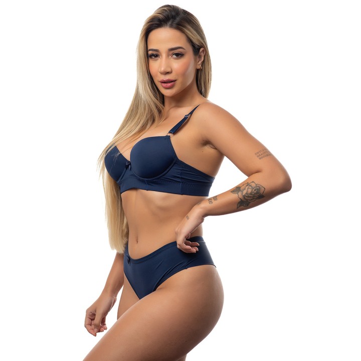 Conjunto de sujetador con base reforzada y tanga de cintura alta