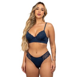 Conjunto 2 piezas con sujetador sin relleno con detalles en encaje