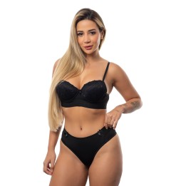 Conjunto de sujetador con encaje y tanga de cintura alta
