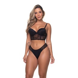 Conjunto con bustier y tanga de encaje Grace