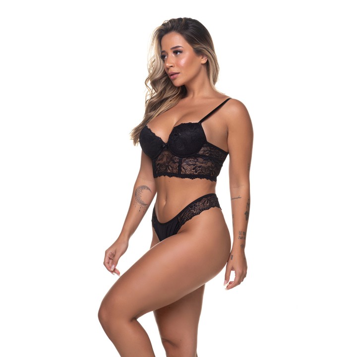 Conjunto con bustier y tanga de encaje Grace