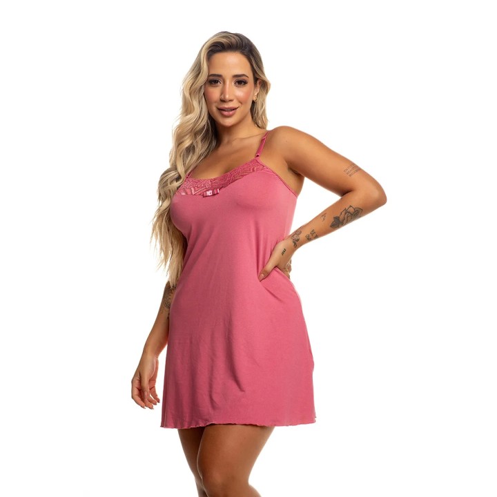 Camisón liso de microfibra y encaje para el verano ropa de verano