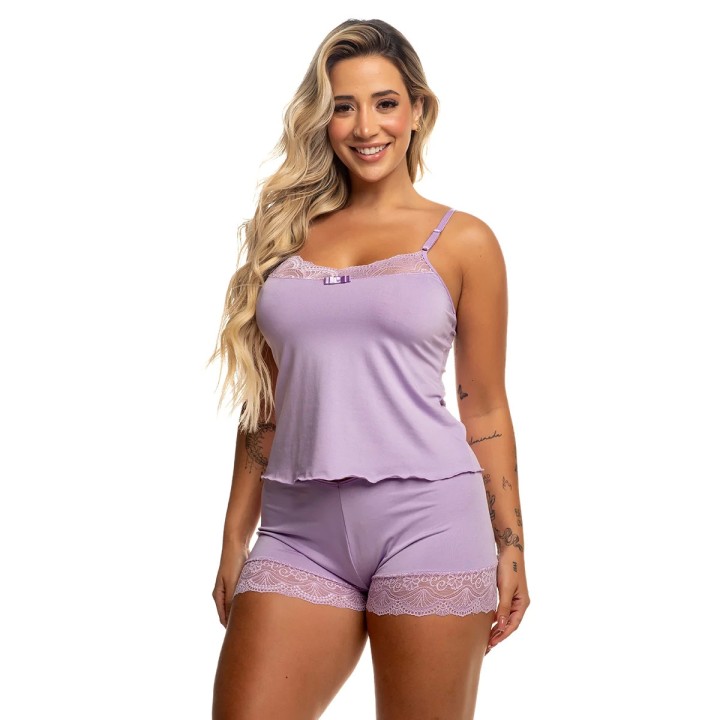 Baby Doll Liso con Encaje Esmé