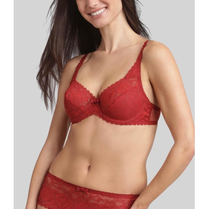 Sujetador Playtex DC8 Flower Elegance Rouge Velours con aros y encaje satinado