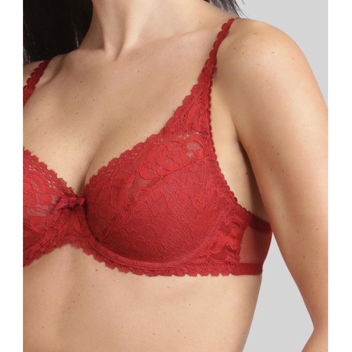 Sujetador Playtex DC8 Flower Elegance Rouge Velours con aros y encaje satinado