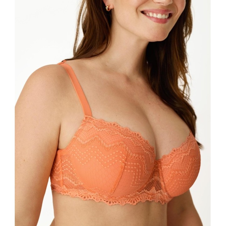 Conjunto Sujetador + Braga Bikini PROMISE mandarina encaje Z15060