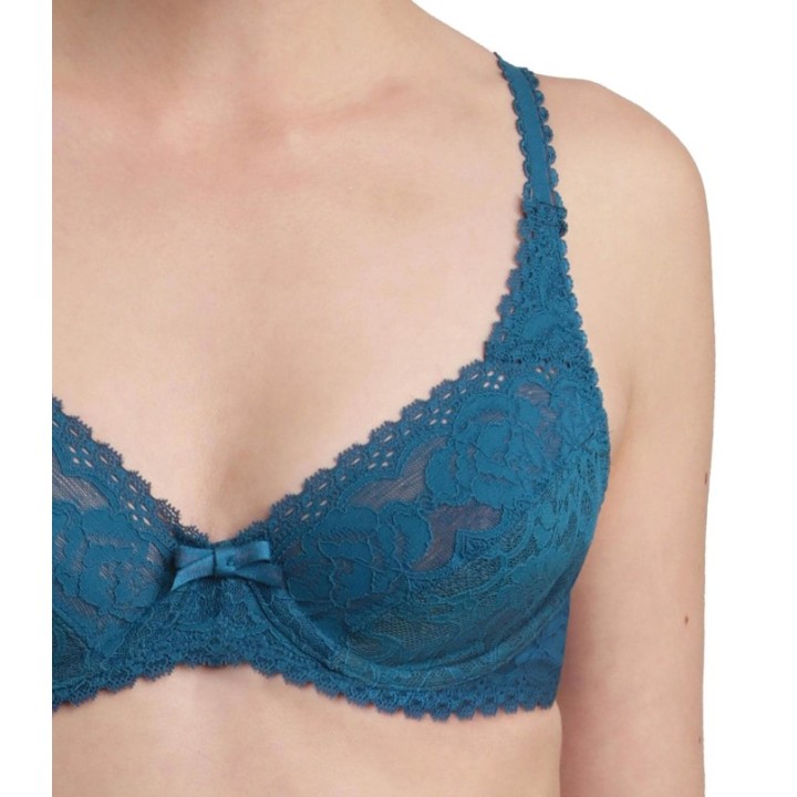 Sujetador Playtex Flower Elegance con aros y encaje satinado verde