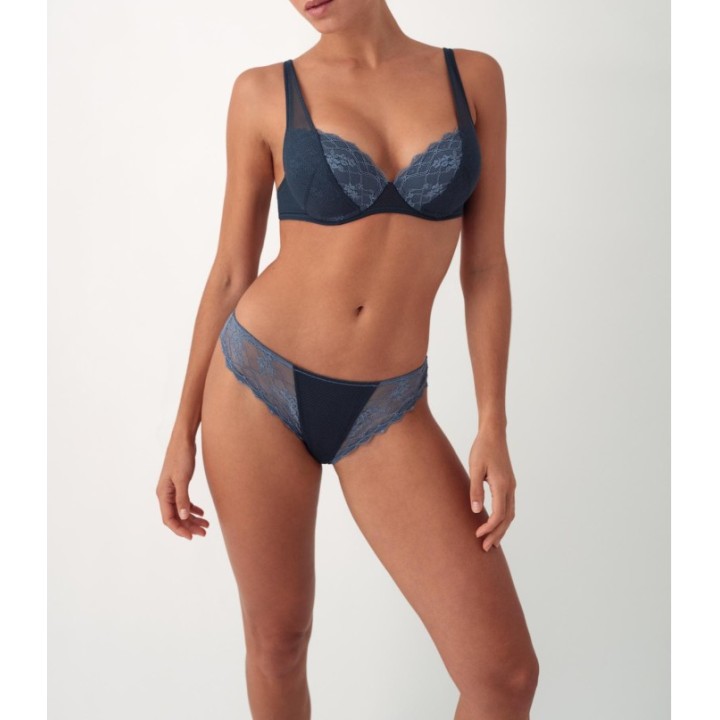 Σετ Σουτιέν Μεγαλύτερης Διεύθυνσης + Υψηλό Μπικίνι Μπλε PROMISE Z14700