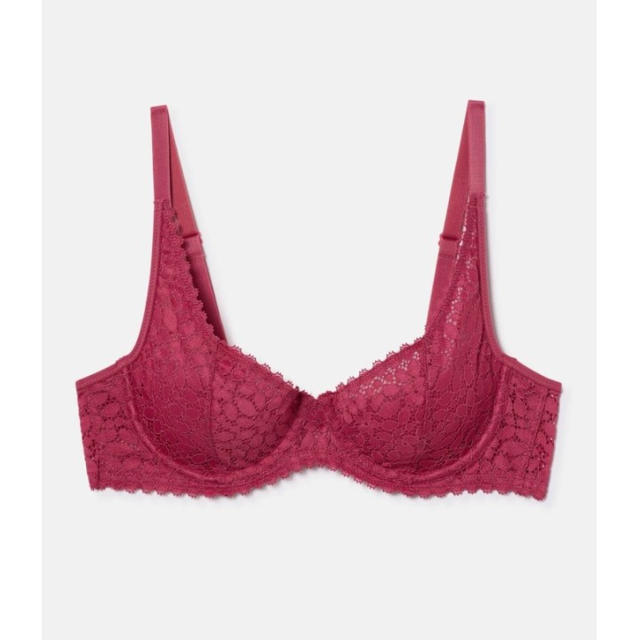 Sujetador con aros Generous DIM encaje floral rosa oscuro