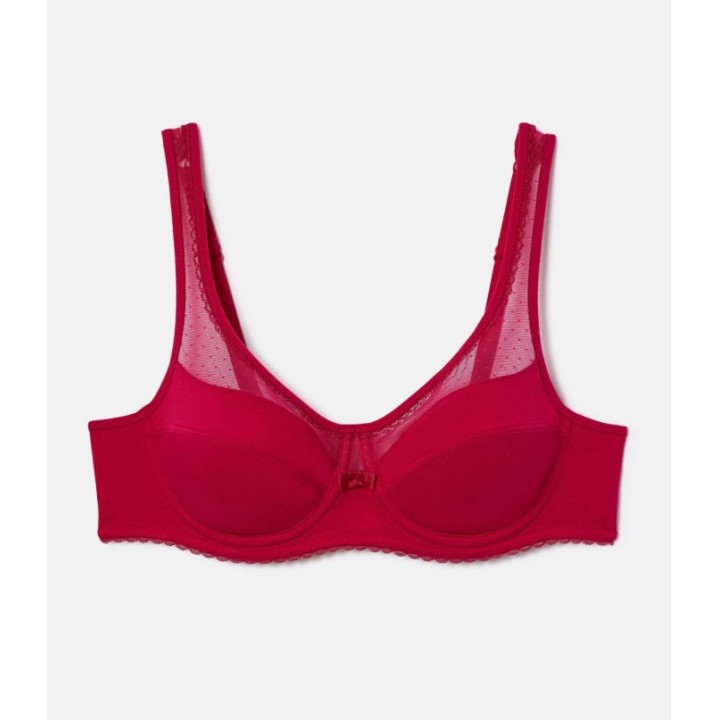 Sujetador DIM Generous ASF algodón orgánico rojo cereza con aros
