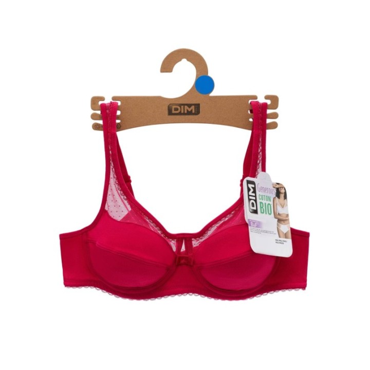 Sujetador DIM Generous ASF algodón orgánico rojo cereza con aros