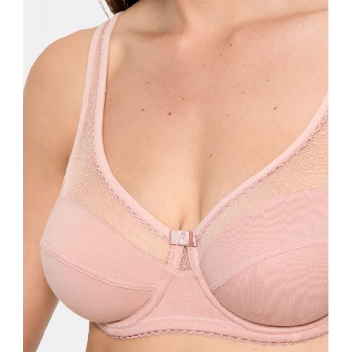 Sujetador DIM Generous ASF algodón orgánico rosa con aros
