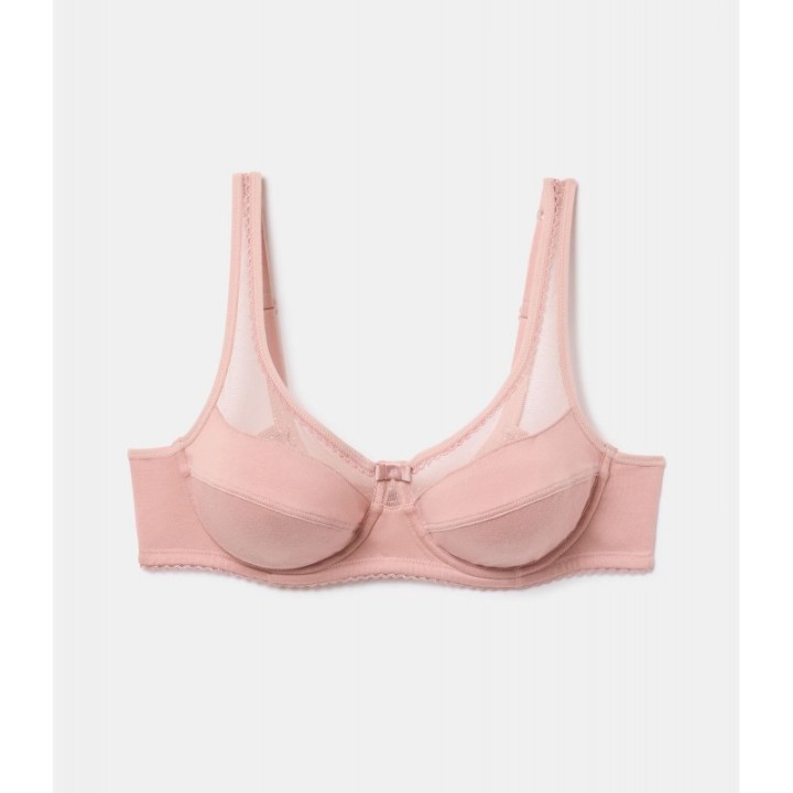 Sujetador DIM Generous ASF algodón orgánico rosa con aros