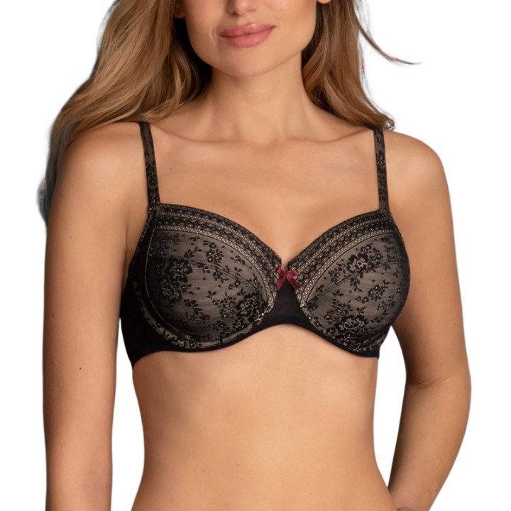 Sujetador reductor con aros sin relleno ROSA FAIA Fleur 5653 negro