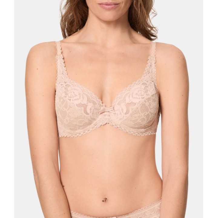 Sujetador con aros Playtex DC8 Flower Elegance - Encaje floral satinado