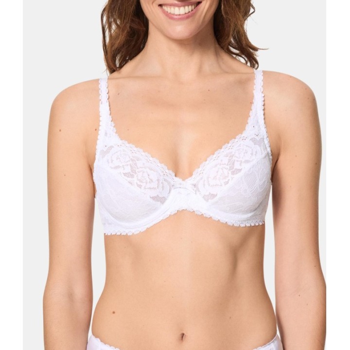 Sujetador con aros Playtex DC8 Flower Elegance - Encaje floral satinado