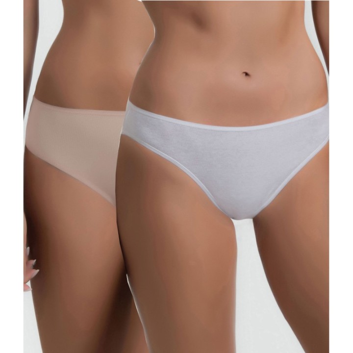 Pack 2 Bragas Bikini DIM UNNO Blanco y Piel
