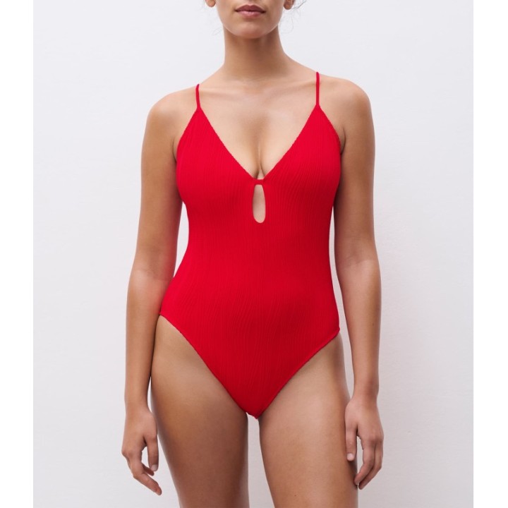 Ολόσωμο μαγιό Chantelle C12VUA Κόκκινο - Χωρίς μπανέλες και αφαιρούμενες κούπες