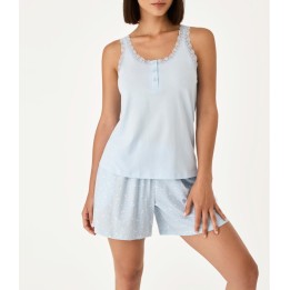 Pijama PROMISE N21332 - Pantalón corto y camiseta de tirantes con puntilla