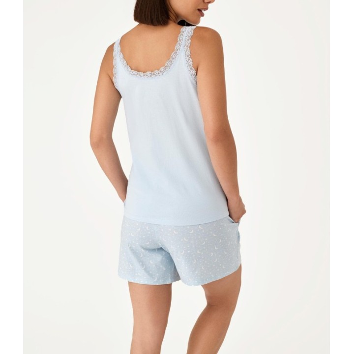 Pijama PROMISE N21332 - Pantalón corto y camiseta de tirantes con puntilla