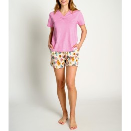 Pijama de Algodón para Mujer MUYDEMI - Camiseta y Pantalón Corto