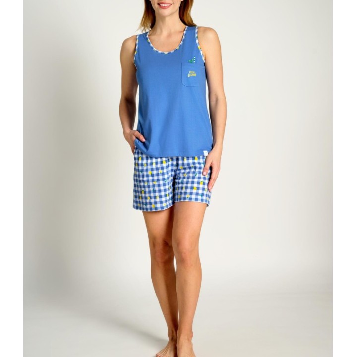 Pijama de Algodón para Mujer MUYDEMI - Camiseta y Pantalón Corto