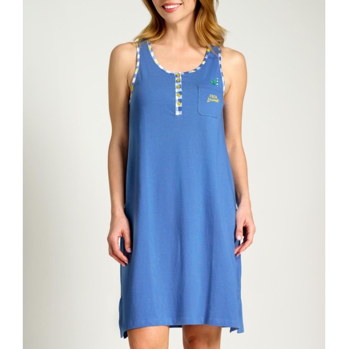 Camisón MUYDEMI 12021016 - Algodón, Sin Mangas, Cuello Tapeta