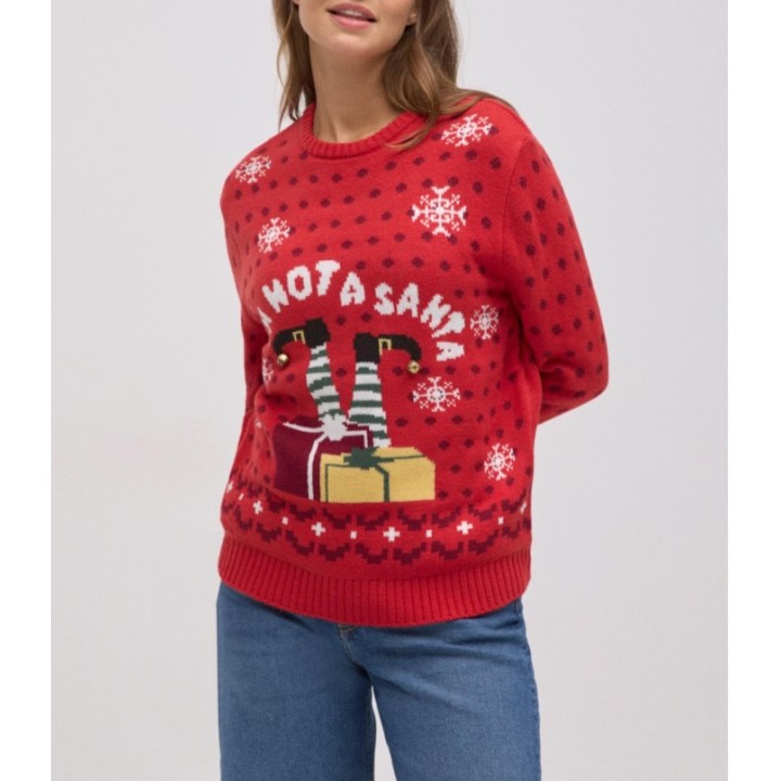 Jersey Navideño Mujer YSABEL MORA 70037 con Cascabeles