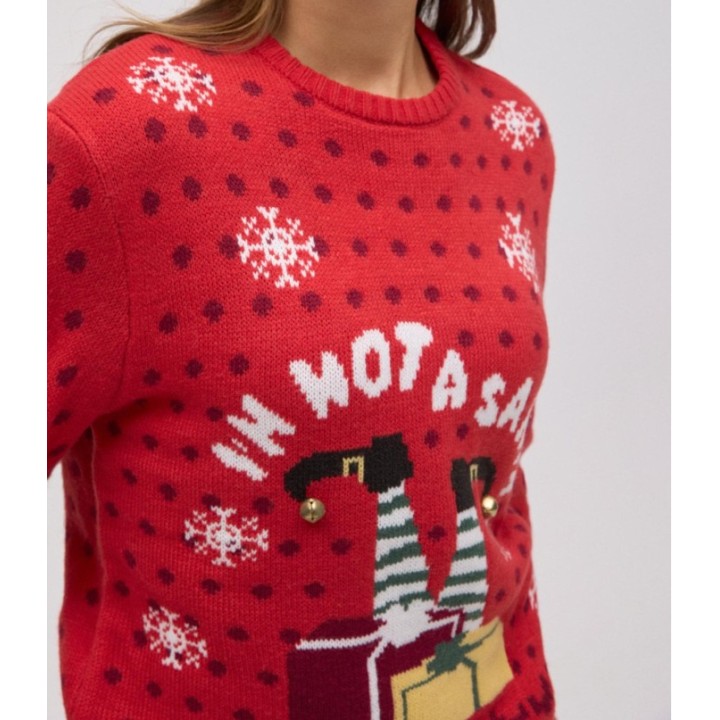 Jersey Navideño Mujer YSABEL MORA 70037 con Cascabeles