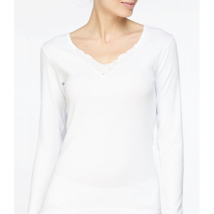 Camiseta manga larga algodón AVET 7705 - Escote bordado