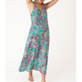 Vestido Largo PROMISE S10927 Turquesa Estampado Floral