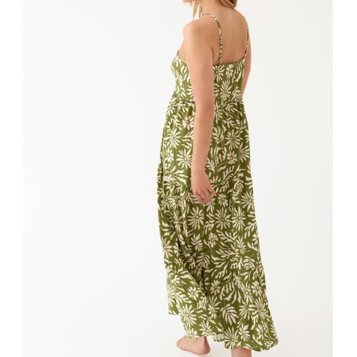 Vestido Largo PROMISE S10727 en Kaki Estampado Floral