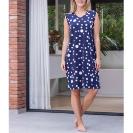 Vestido Señora MUSLHER 249035 - Marino con Topitos Blancos