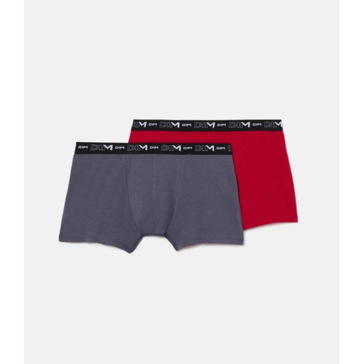 Pack 2 Boxer DIM 6596 Gris Plomb/Rouge