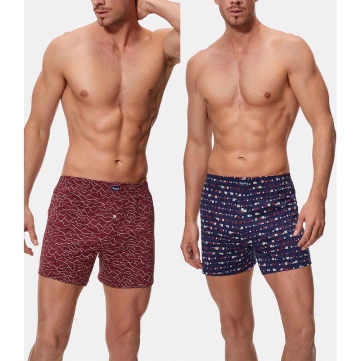 Pack 2 Boxer Abanderado 100% Algodón - Grana y Azul
