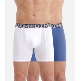 Pack 2 Boxer DIM 1N2 Blanco/Azul - Pierna Larga con Tecnología 3D Flex
