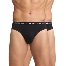 Pack 2 Slips Algodón Lycra DIM 6595 Negro/Negro