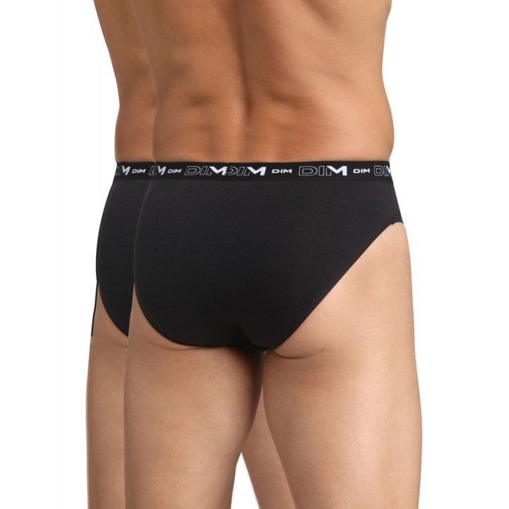Pack 2 Slips Algodón Lycra DIM 6595 Negro/Negro